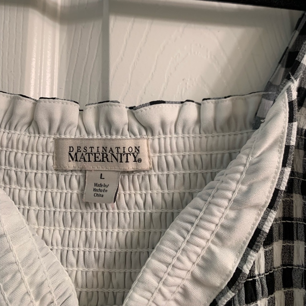 Black and White Gingham Midi Dress - Maternity - Picture 3 of 3